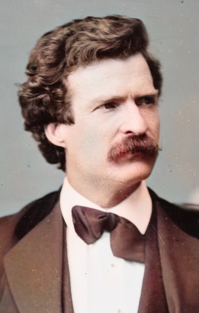 Mark Twain 1871, foto av Mathew Brady, färglagt